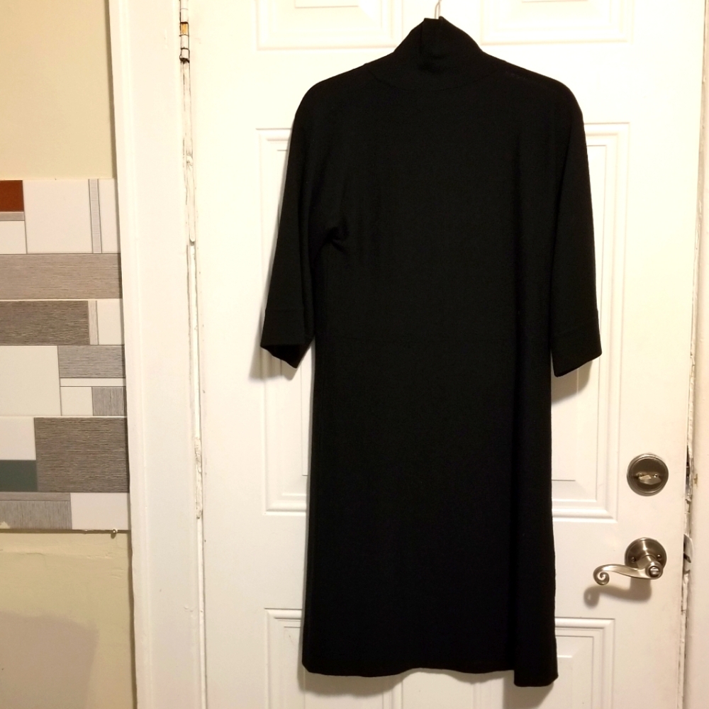 🆕️ Eileen Fisher Black Fine Merino Wool Sweater Dress. Size: 2/4 Petite. - Picture 5 of 9